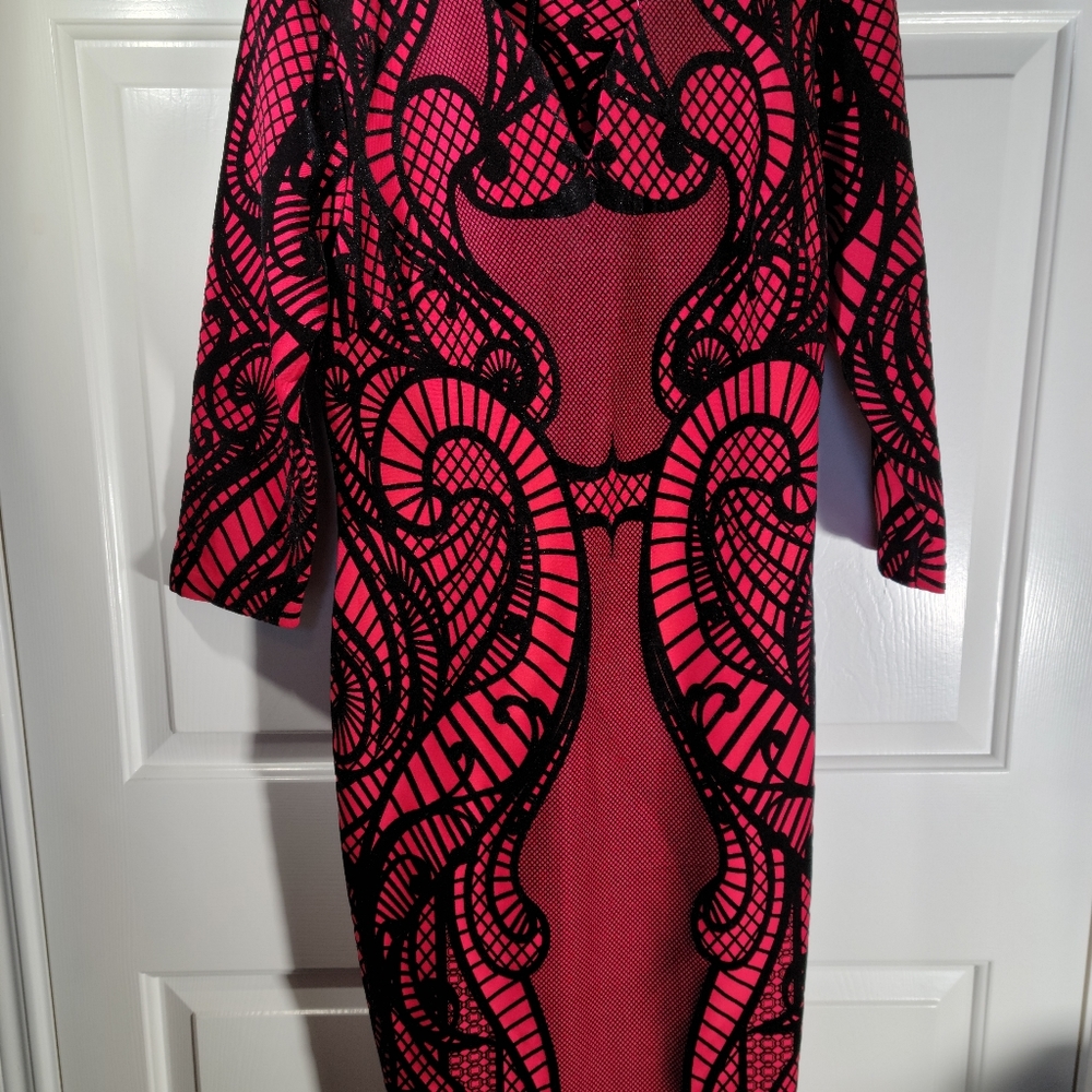 Red/Black Event Long Sleeved Dress